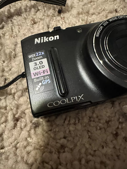 Used Nikon Coolpix S9500 18.1 MP Digital Camera (Black) 🍥🎀📷