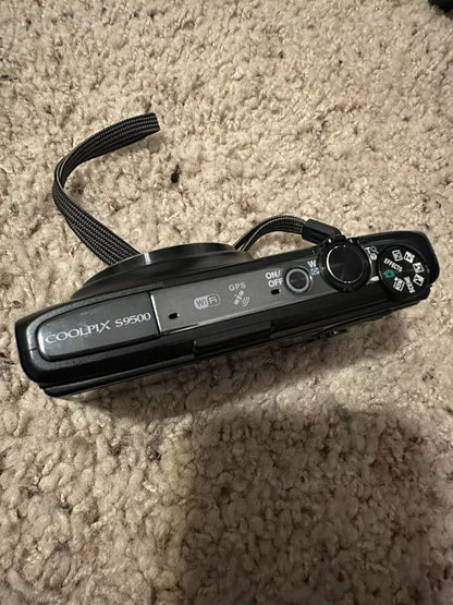 Used Nikon Coolpix S9500 18.1 MP Digital Camera (Black) 🍥🎀📷